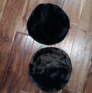 Vintage Dennis Basso Luxurious Faux Fur Beret Set - Black and Brown